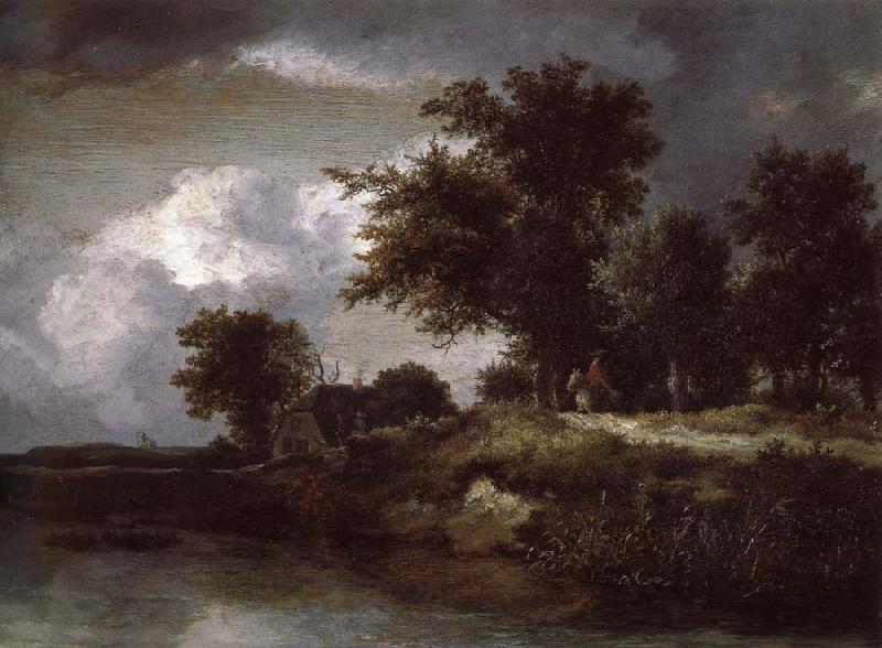 Jacob van Ruisdael Wooded river bank